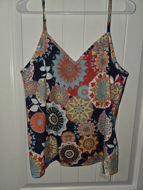 Emery Vibranr Floral Mosaic Spaghetti Strap Tank Top NWT S ❤️